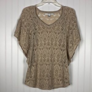 LC Lauren Conrad Women's Crochet Tan Top S